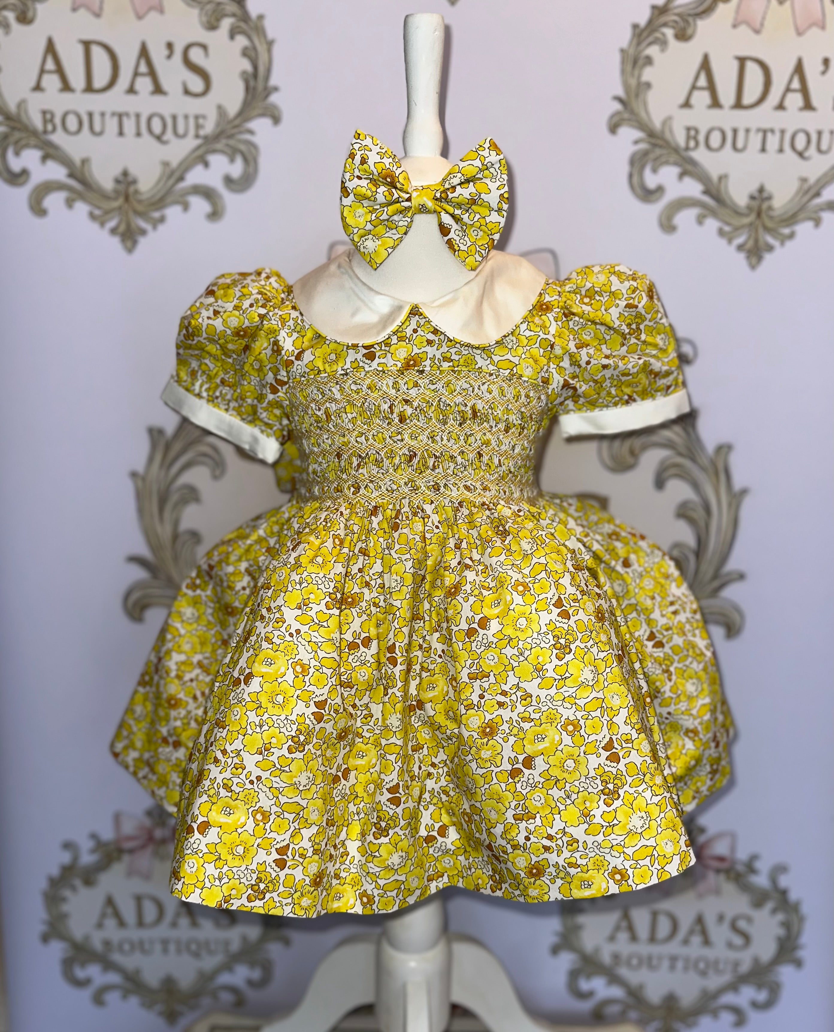 Lemon Floral Smock Dress
