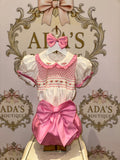Girls Hot Pink Smock Romper