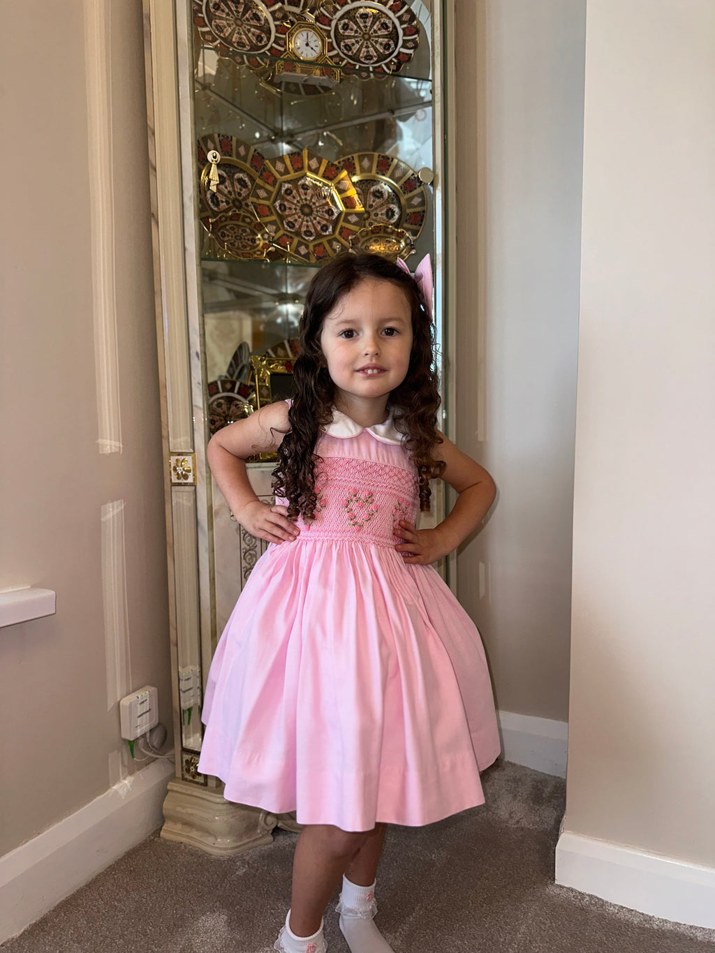 Pink Heart Sleeveless Smock Dress