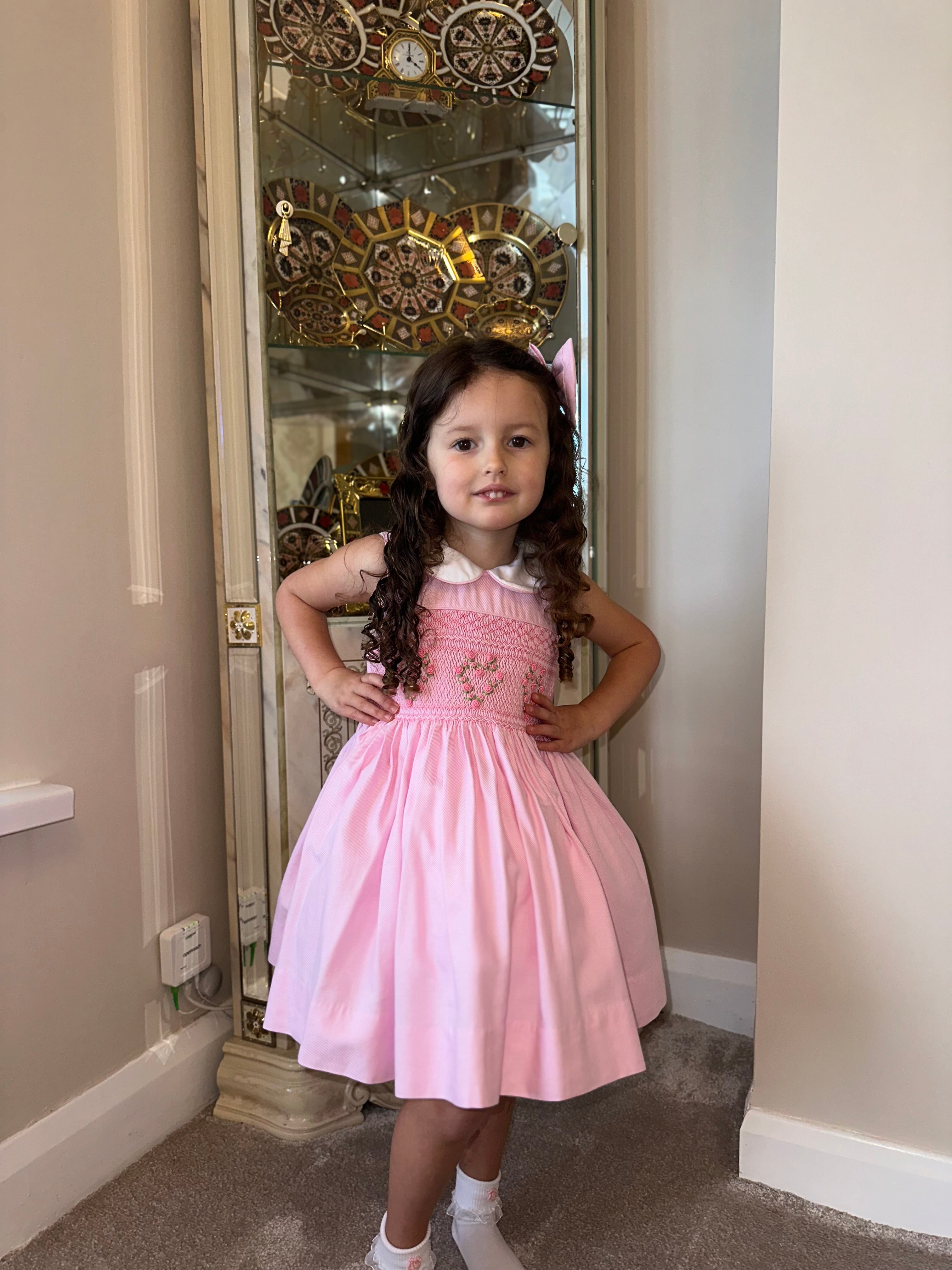 Pink Heart Sleeveless Smock Dress
