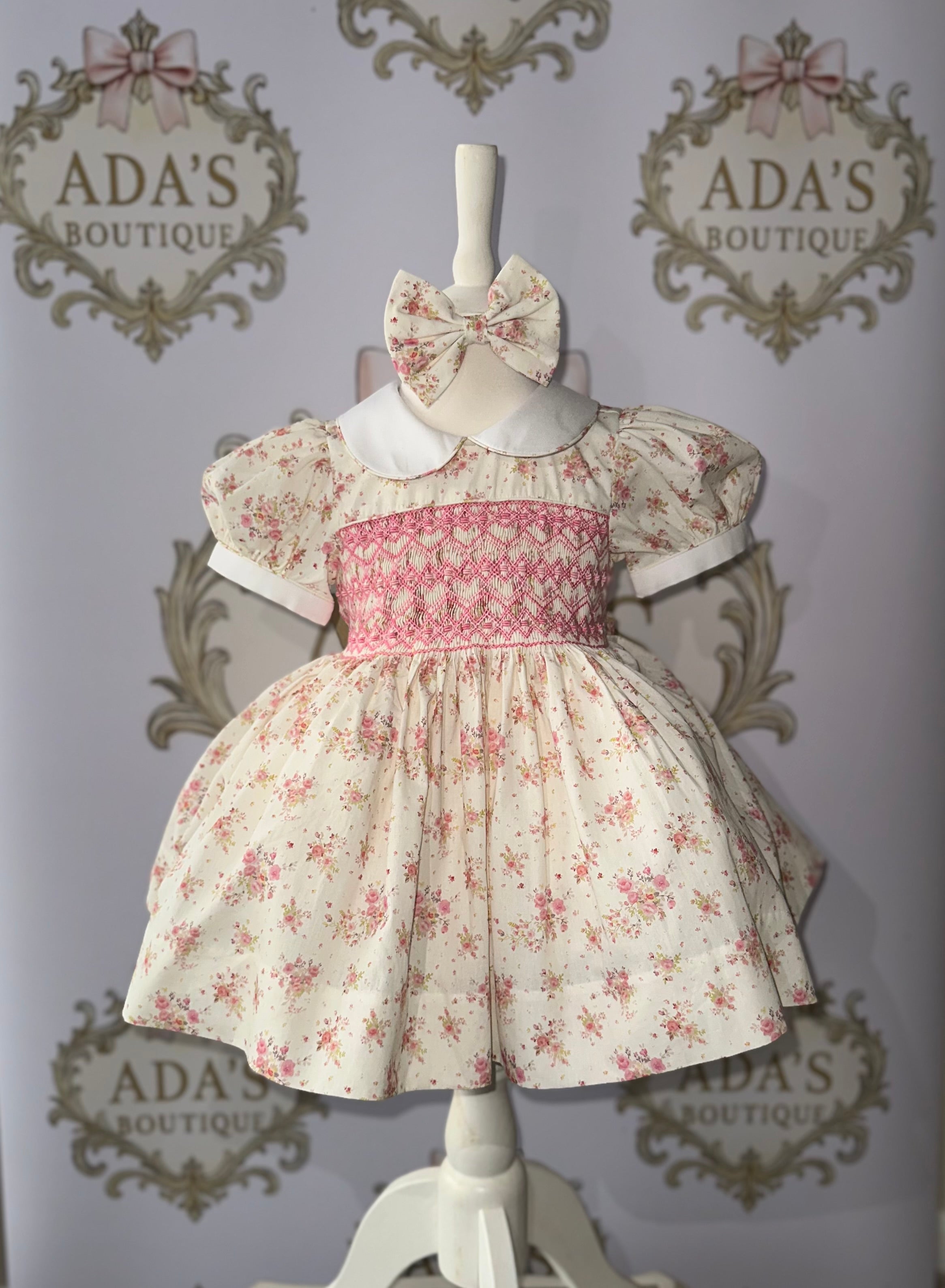 Pink Floral Smock Dress