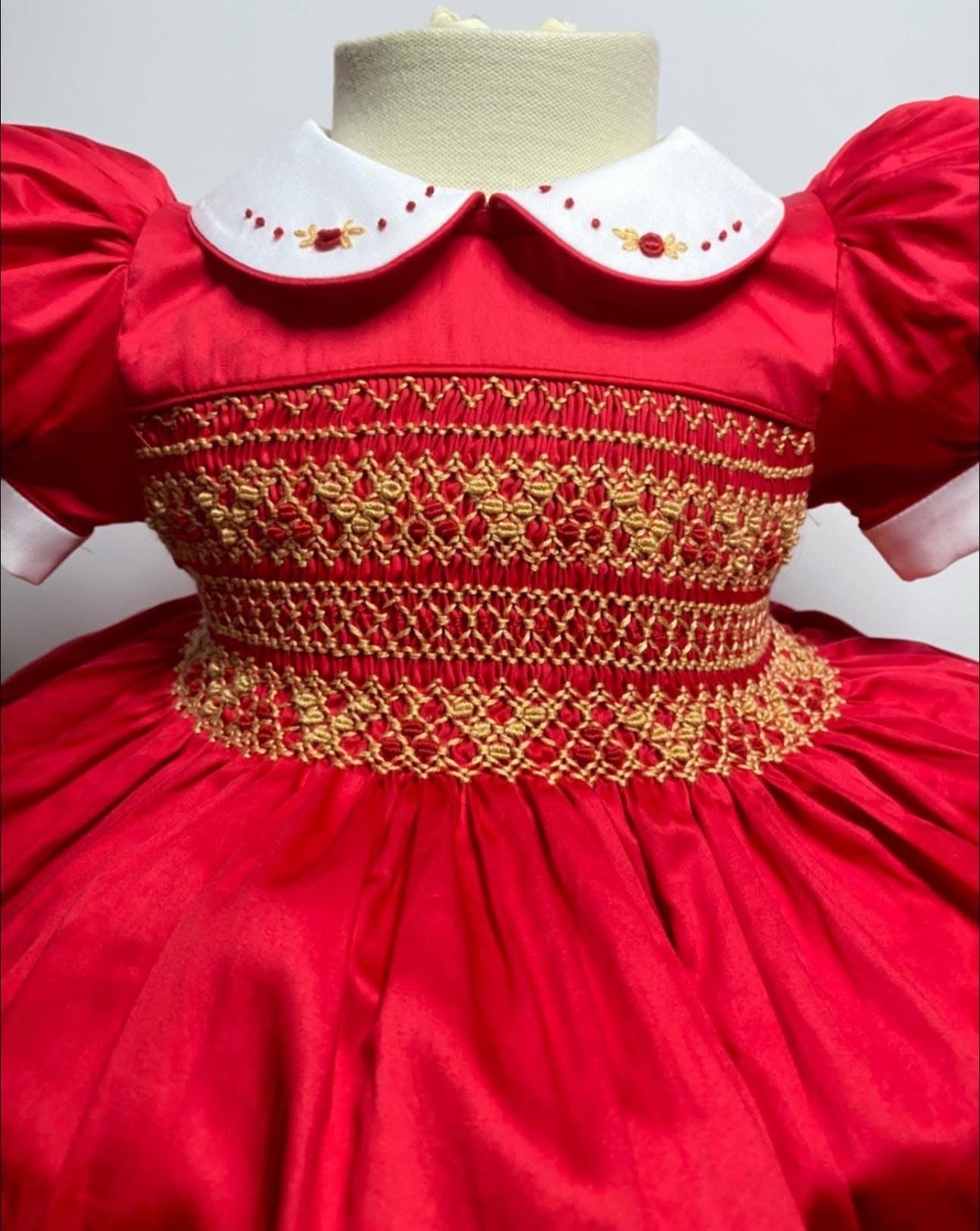Red & Gold Smock Dress