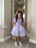 Girls Lilac Smock Dress