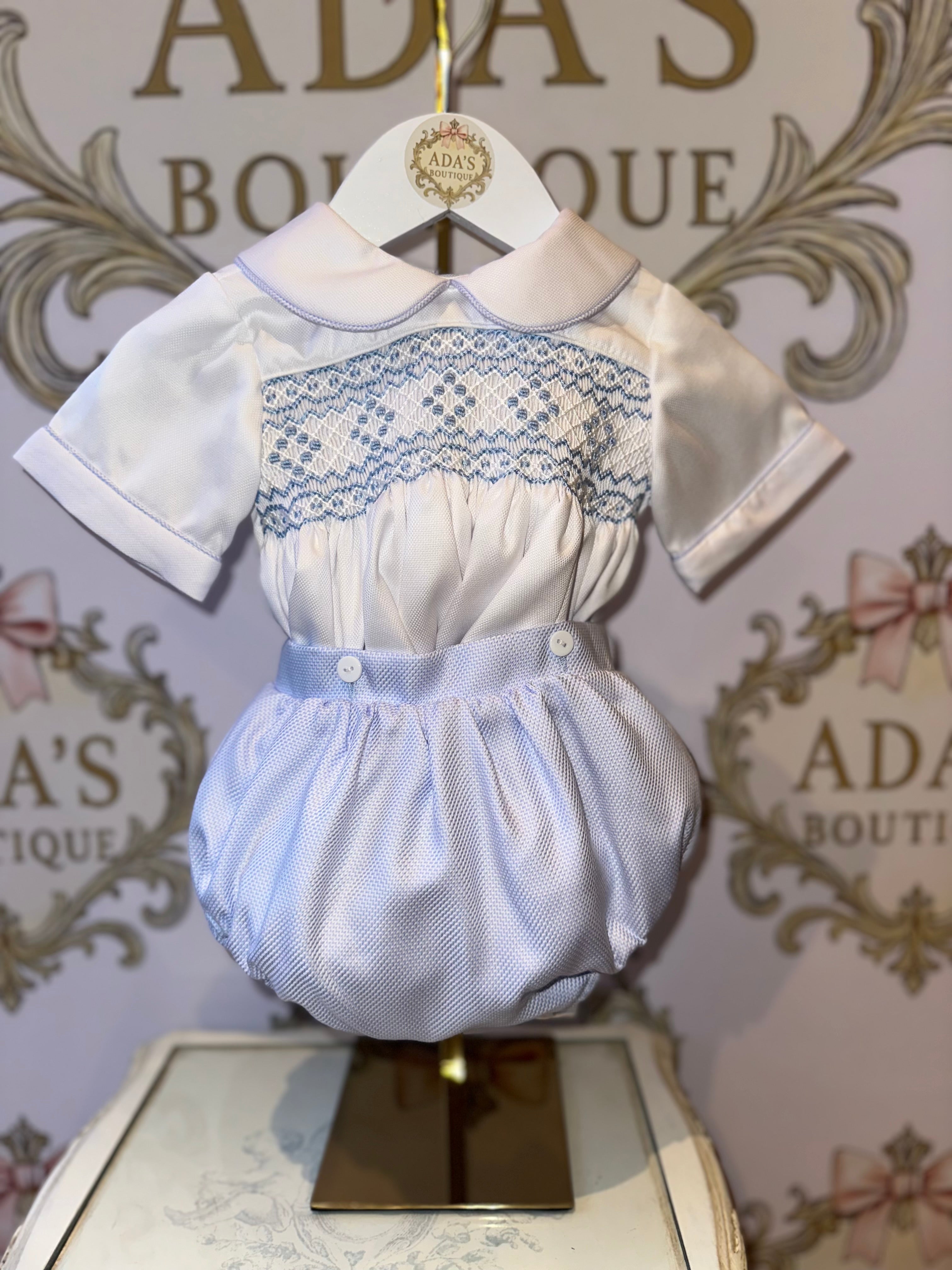 Baby Blue Boys Smock Suit