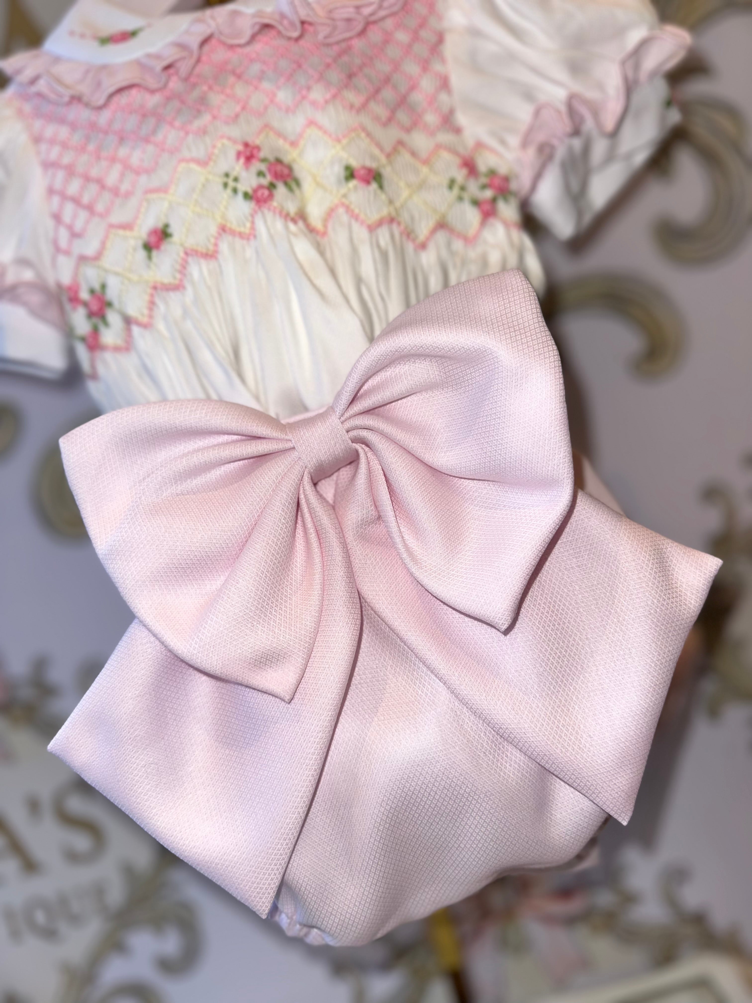 Girls Pink Smock Romper