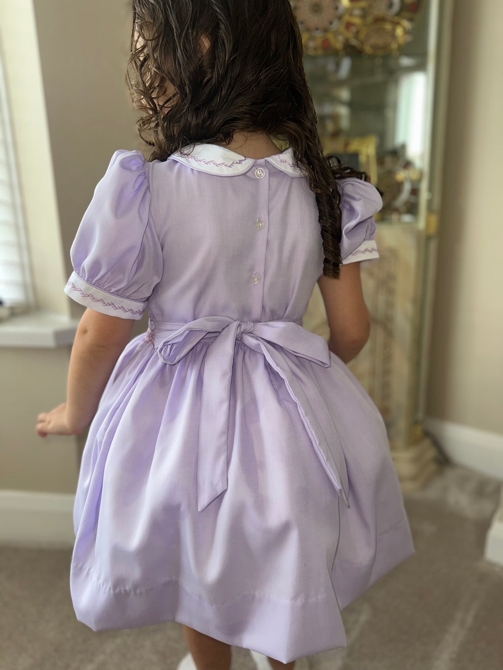 Girls Lilac Smock Dress