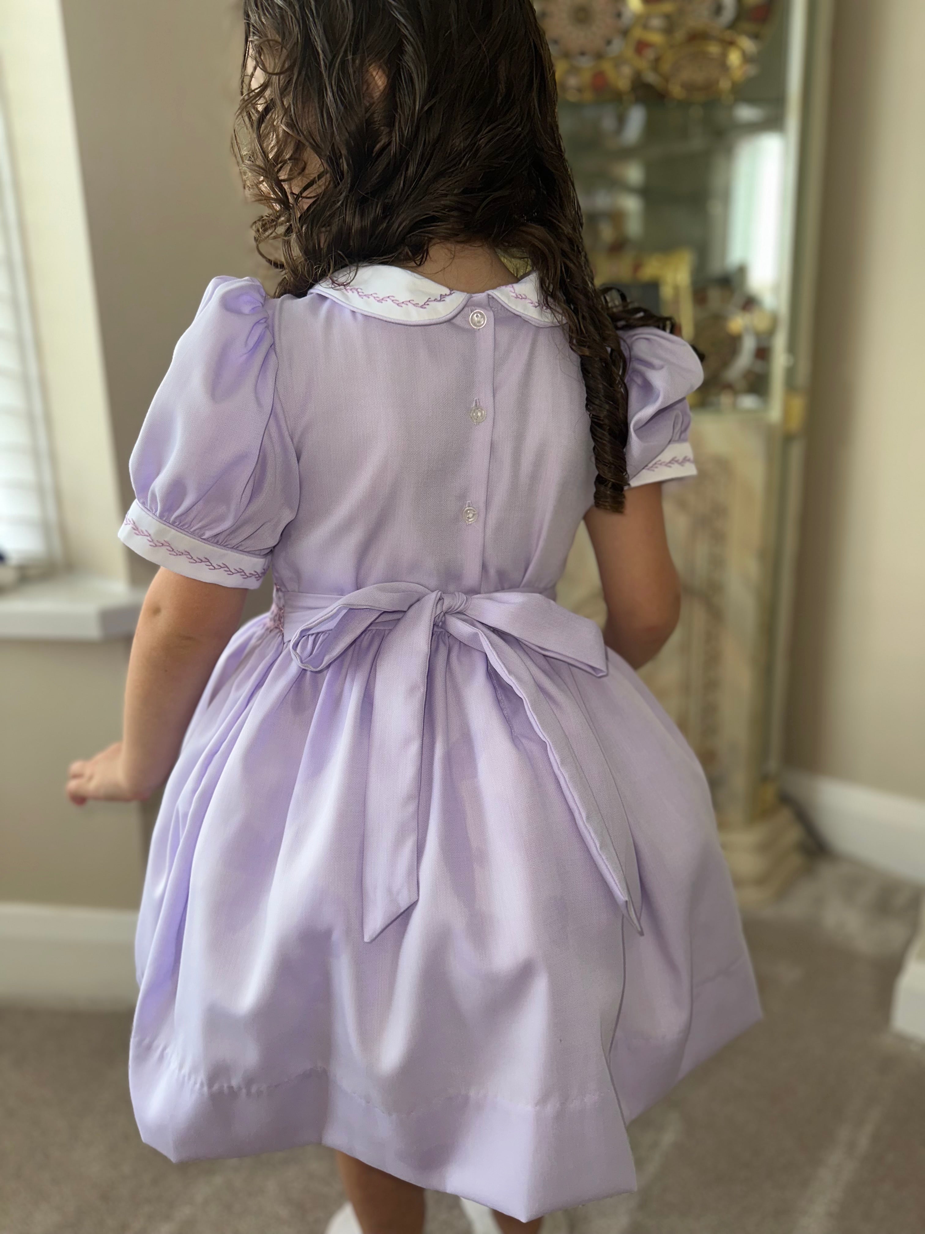 Girls Lilac Smock Dress