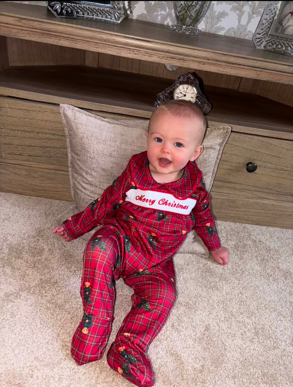 PRE ORDER Boys Christmas Smocked Baby grow