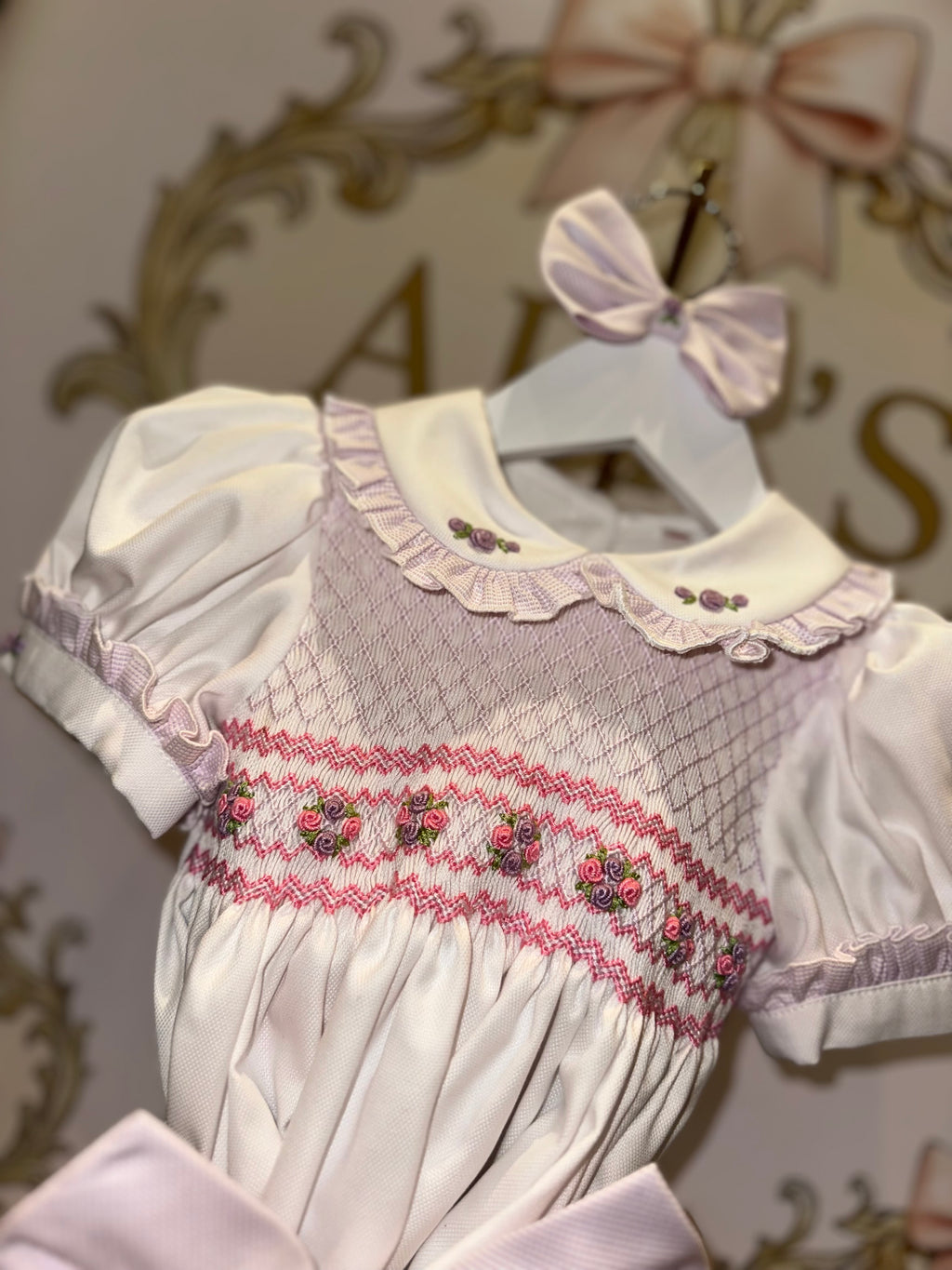 Girls Lilac Smocked Romper