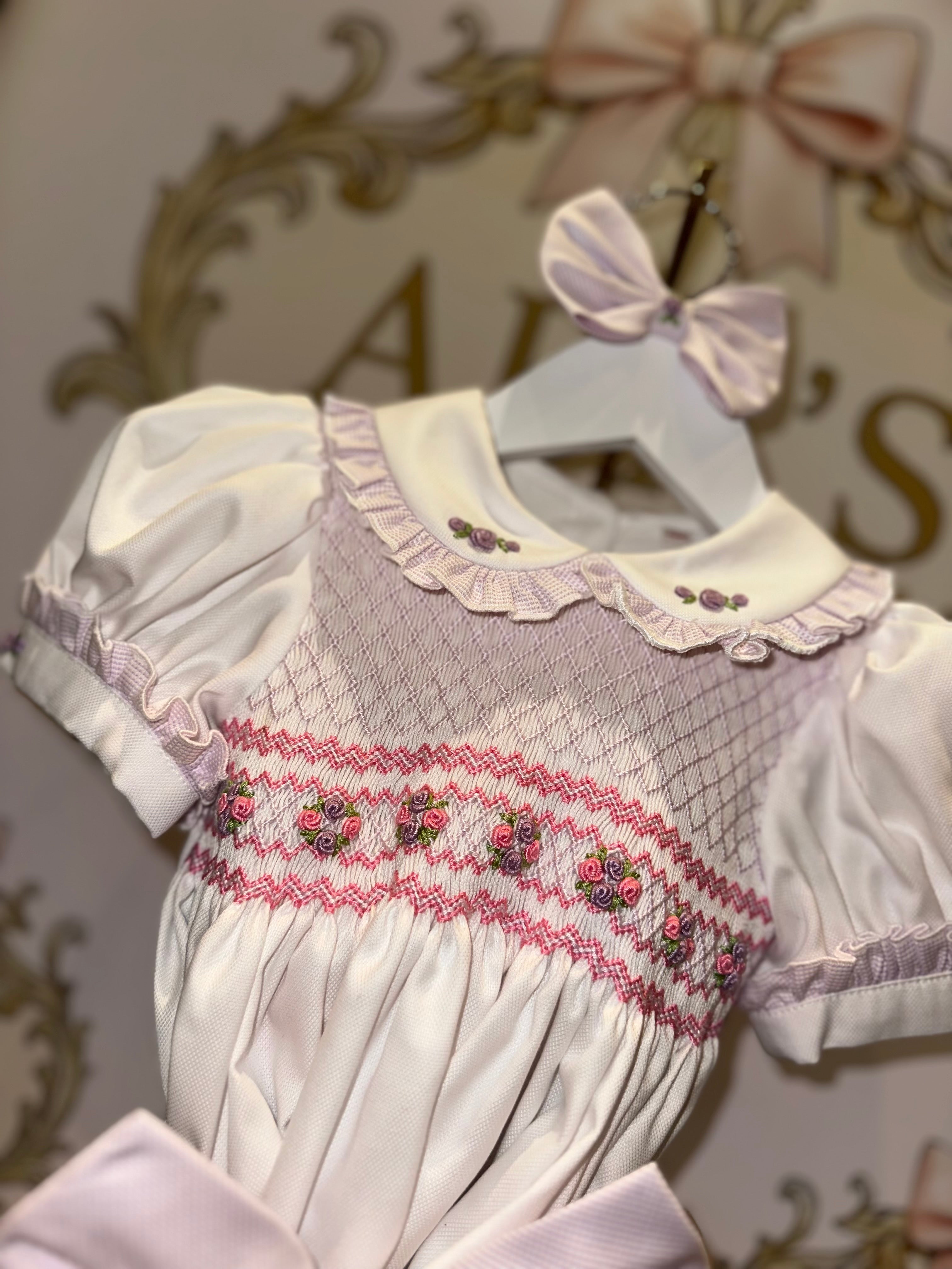 Girls Lilac Smocked Romper