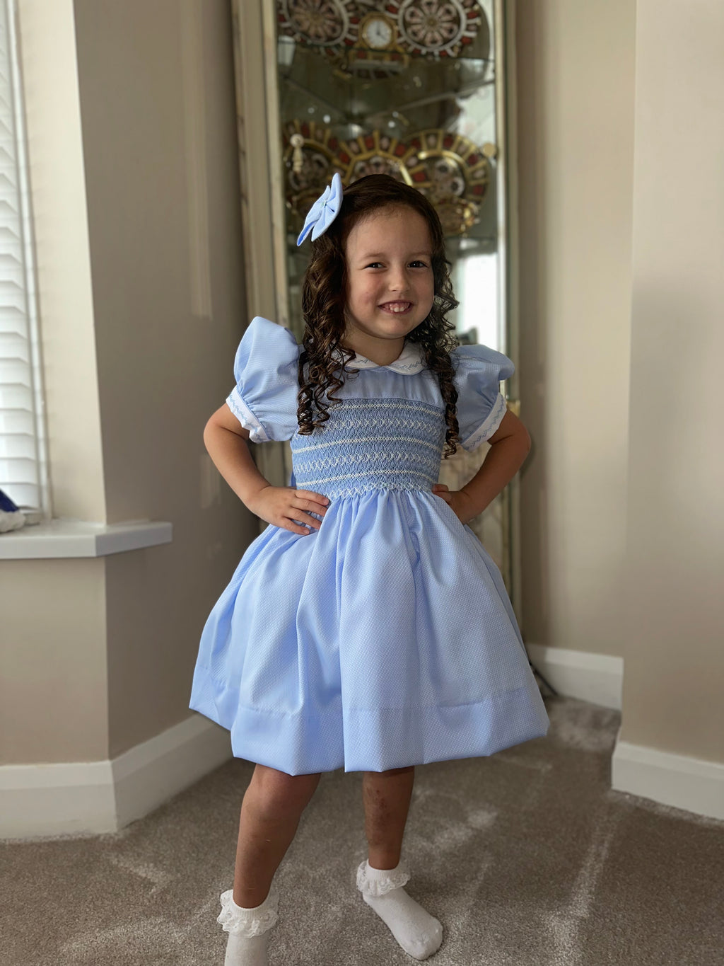 Girls Blue Smock Dress