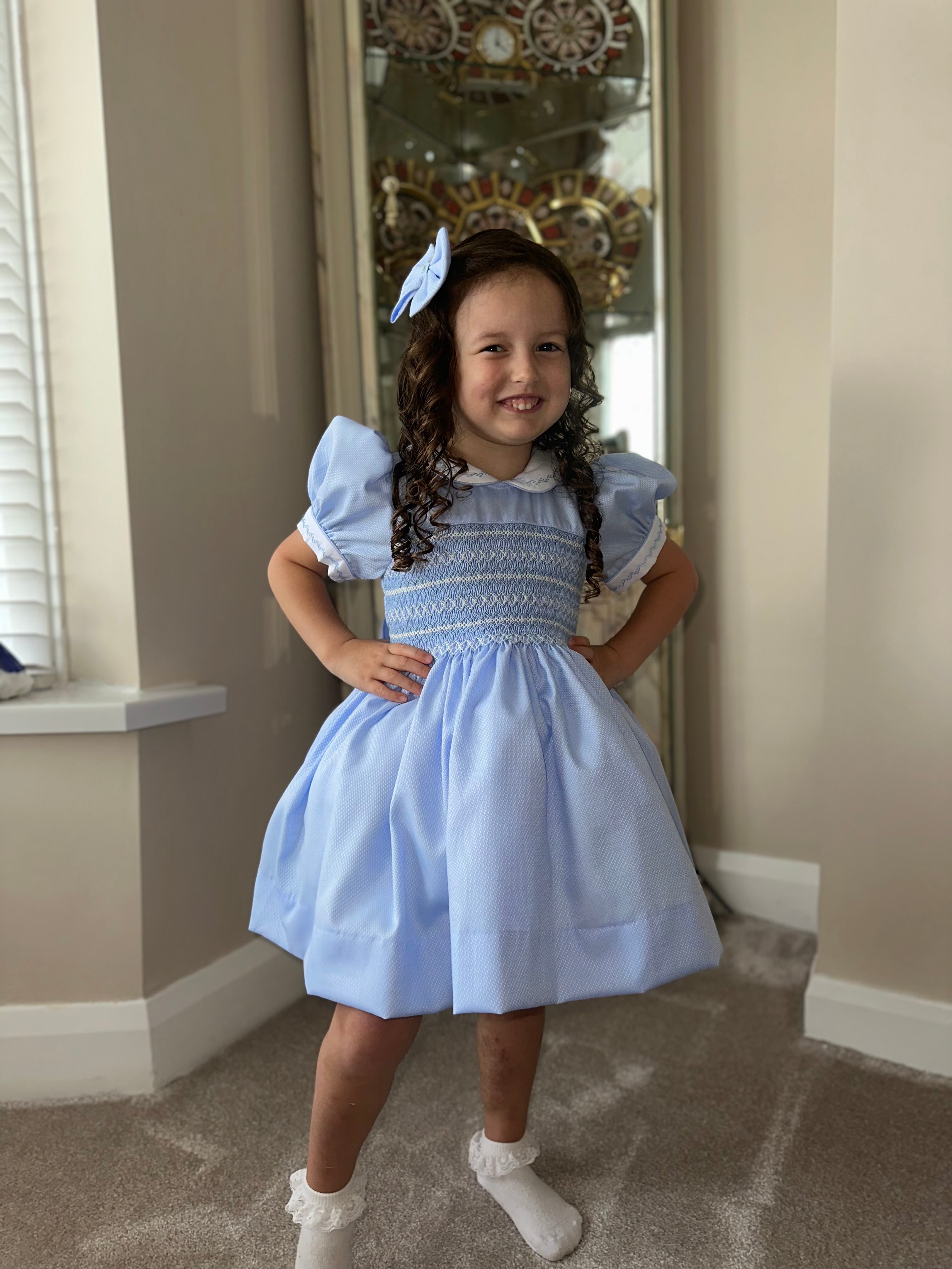 Girls Blue Smock Dress