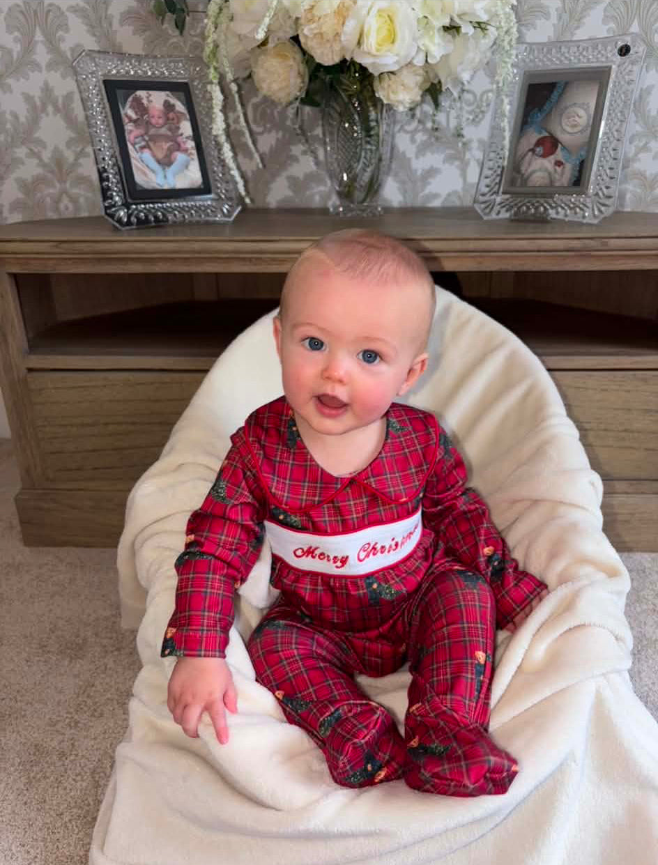 PRE ORDER Boys Christmas Smocked Baby grow