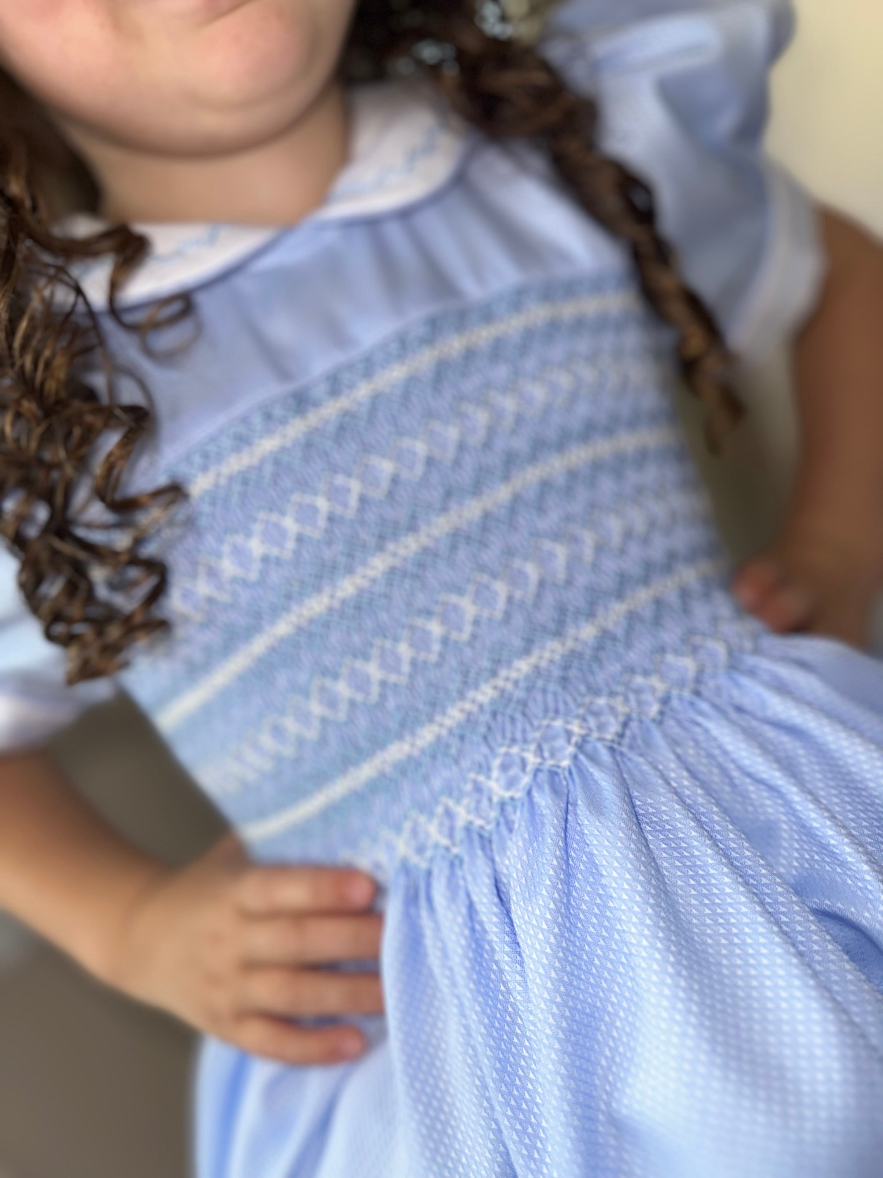 Girls Blue Smock Dress