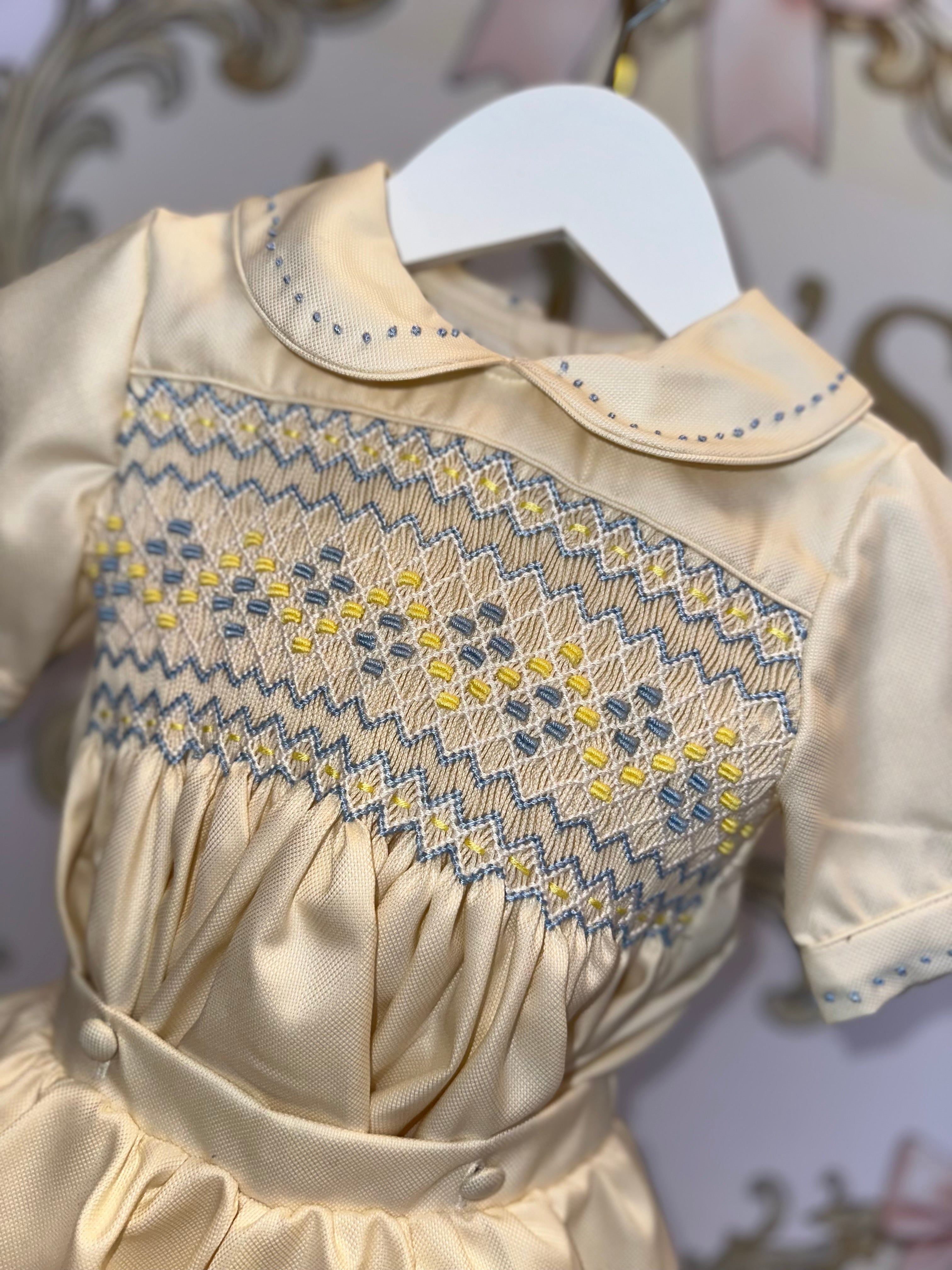 Cream & Blue Boys Smock