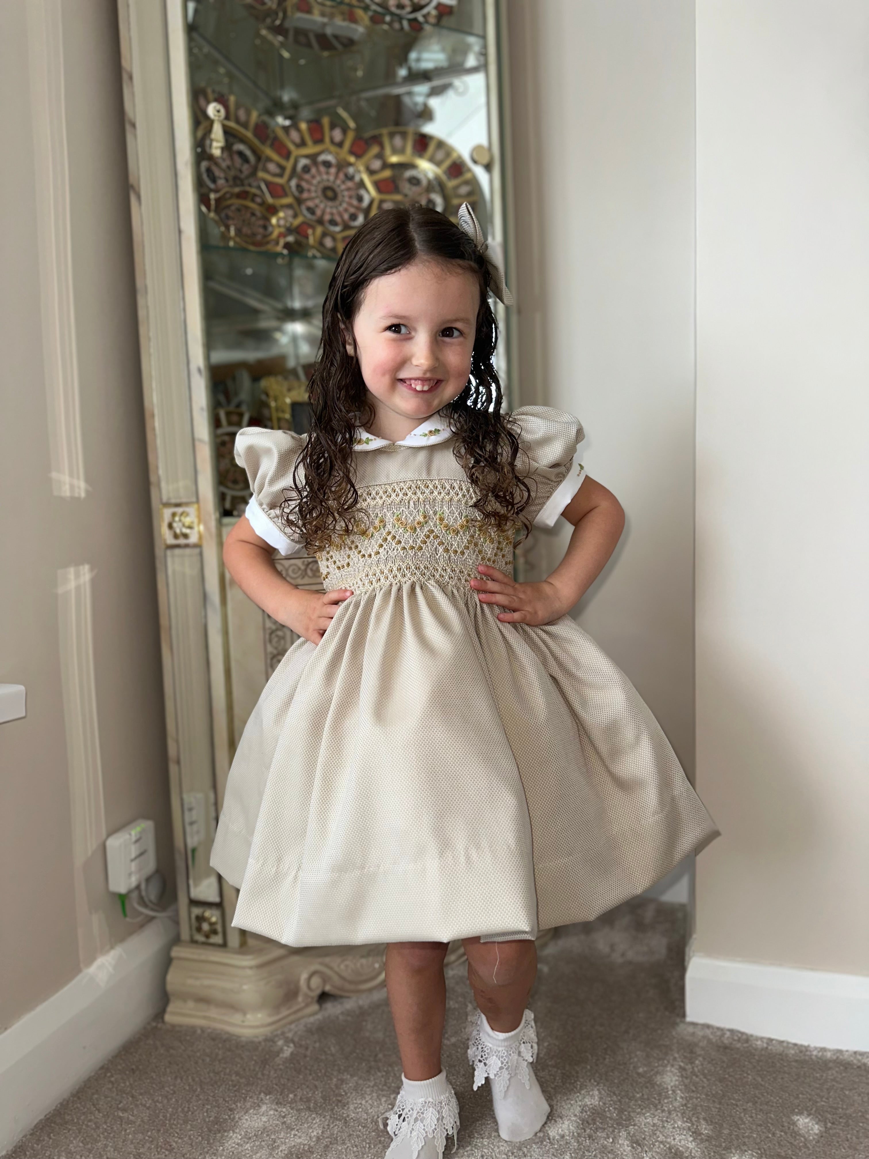 Beige Smock Dress – Ada's Boutique