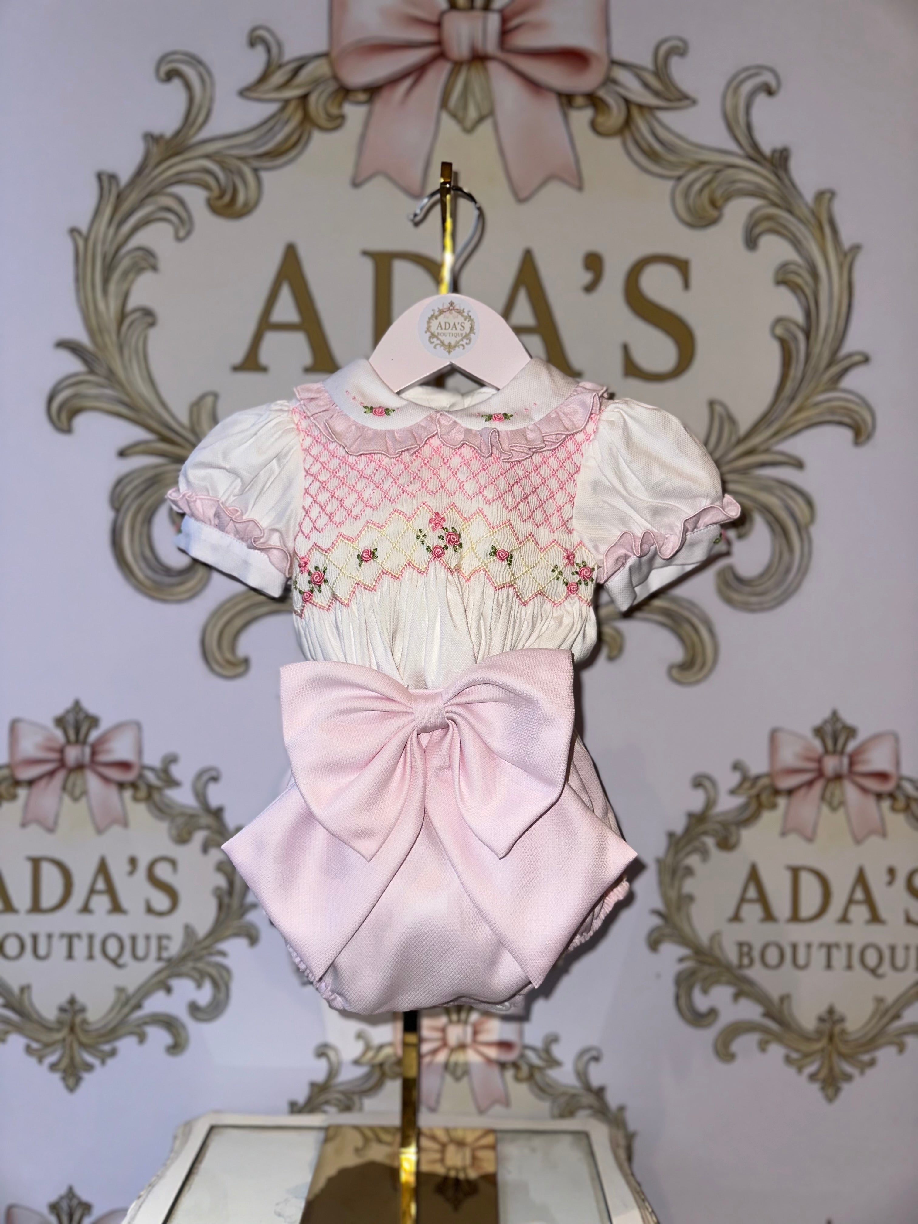Girls Pink Smock Romper