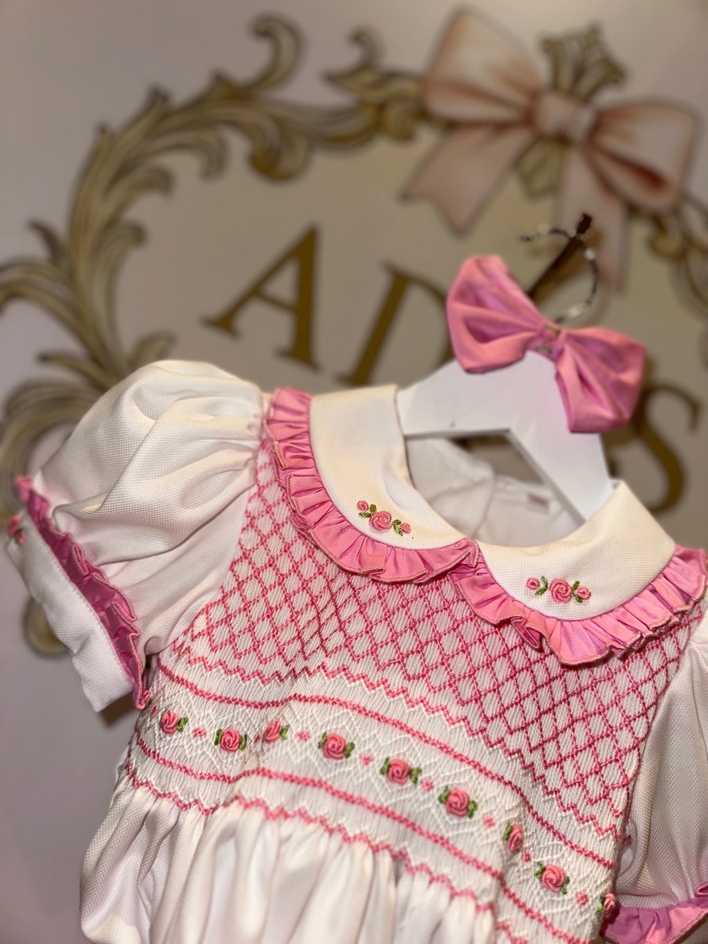 Girls Hot Pink Smock Romper