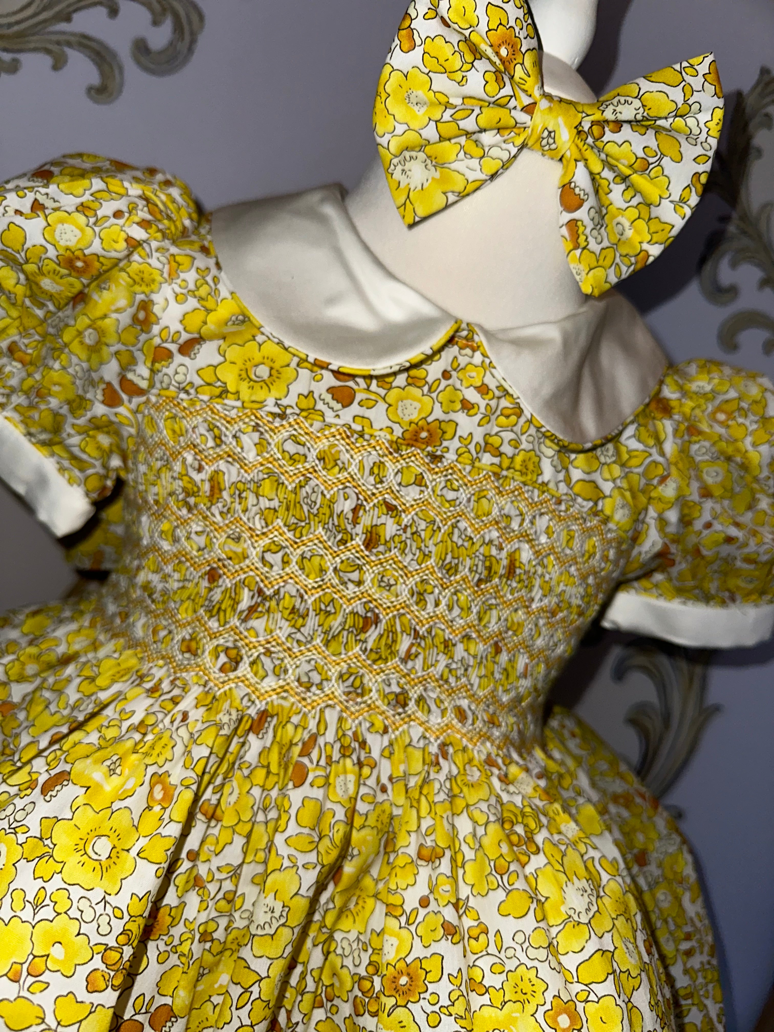 Lemon Floral Smock Dress