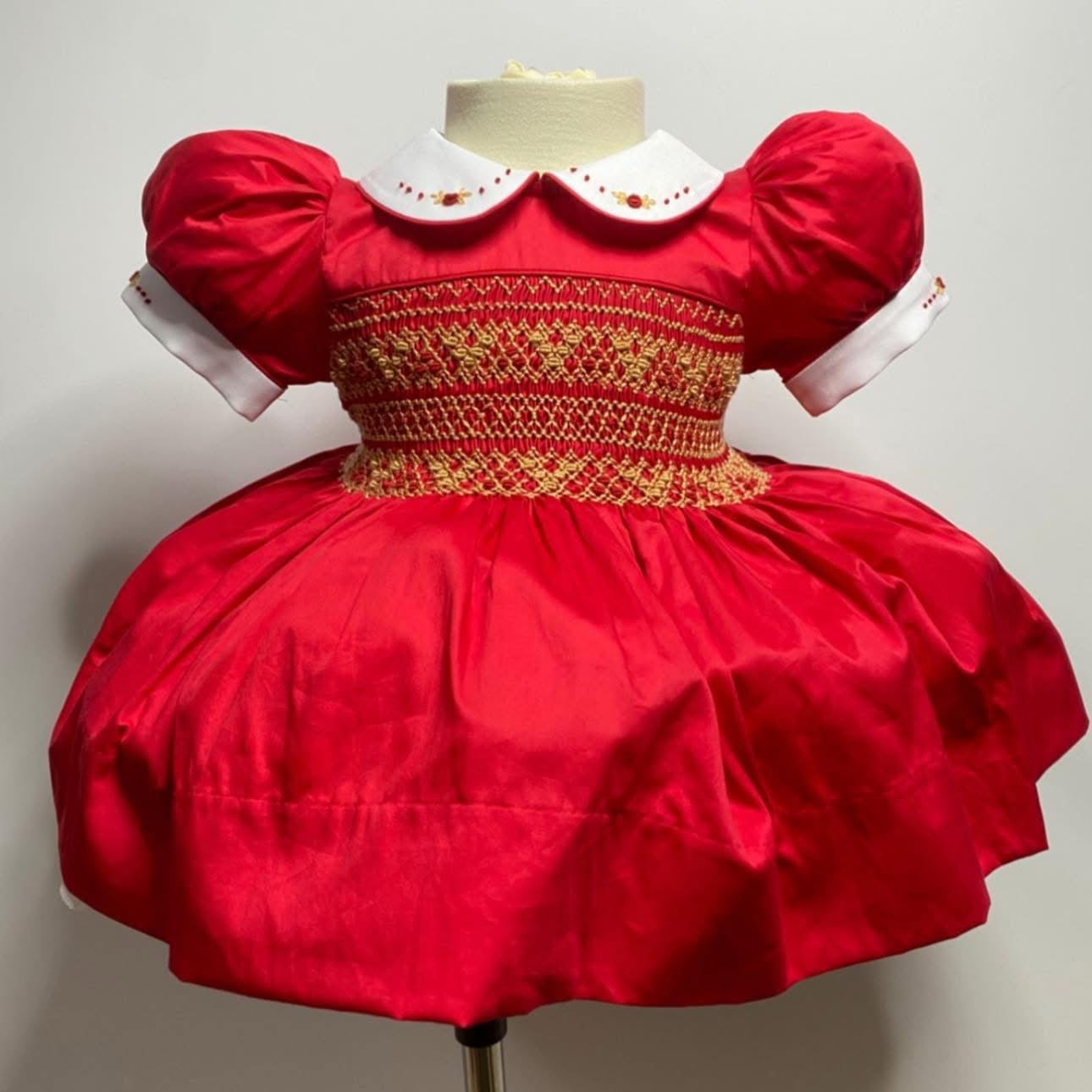 Red & Gold Smock Dress