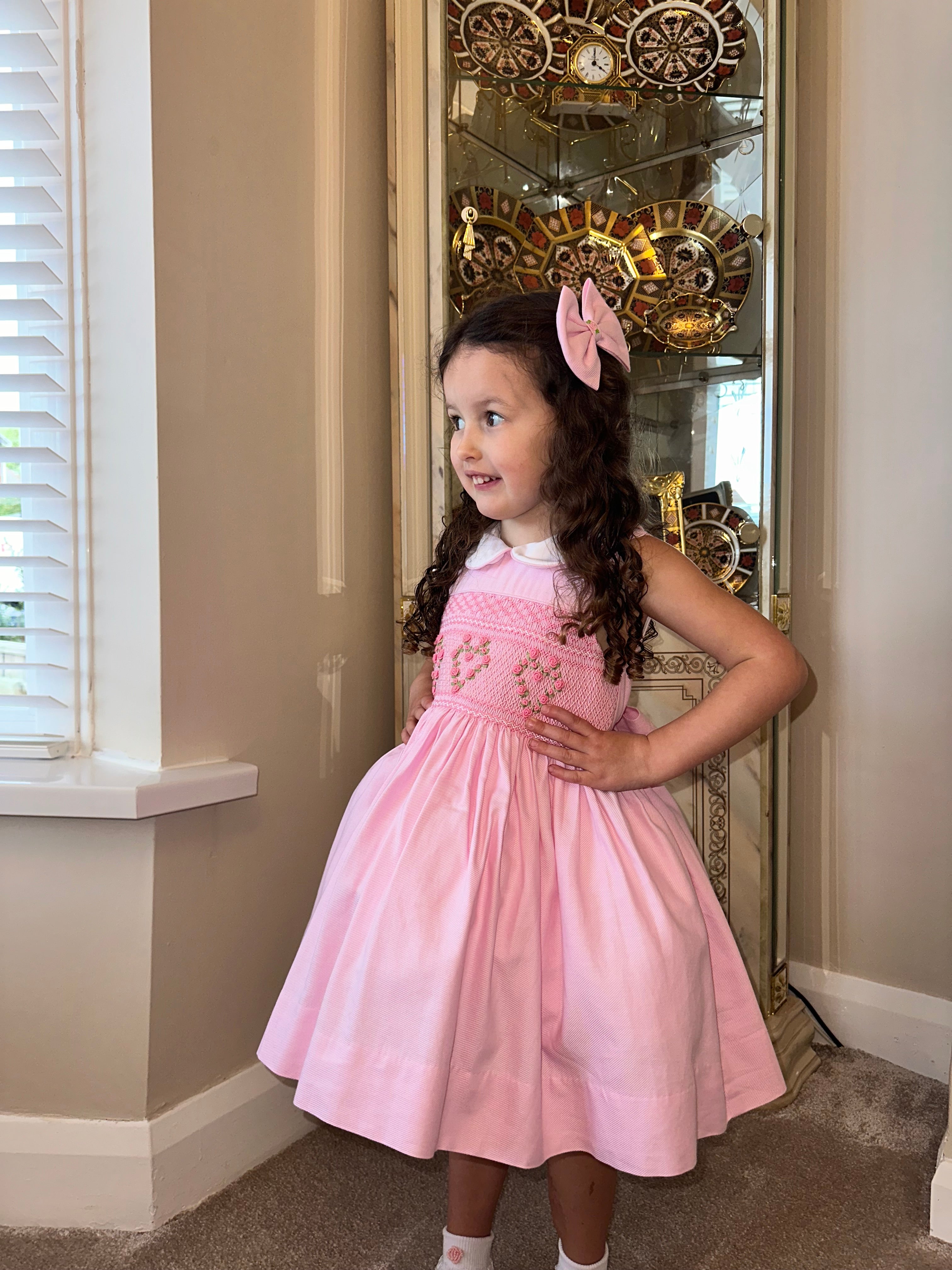 Pink Heart Sleeveless Smock Dress